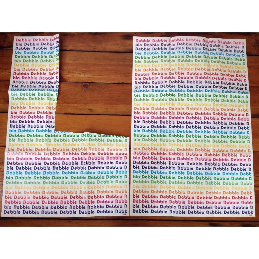Vtg 80s Graphic Name Debbie Rainbow Colored Birthday Wrapping Paper 1982 Mark I